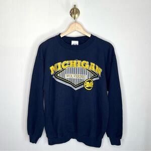 VTG University Michigan Wolverines Crewneck Sweatshirt Navy